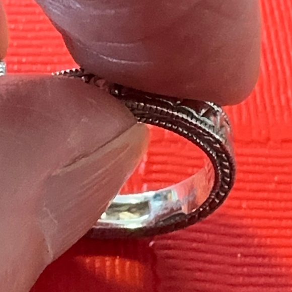 IMITATION TANZINITE, SILVER RING, SIZE 7..STAMPED - Picture 3 of 3